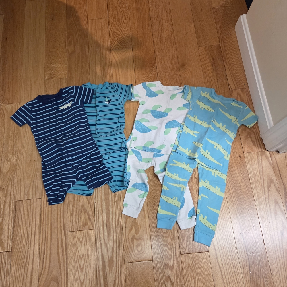 Set of Four Carter's Toddler Pajamas in Blue and White